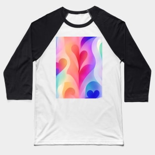 Multicolor Abstract Flower Heart Baseball T-Shirt